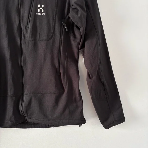 Haglofs Men’s Alder Jacket Full-Zip Lightweight Textured Zip Pockets Black